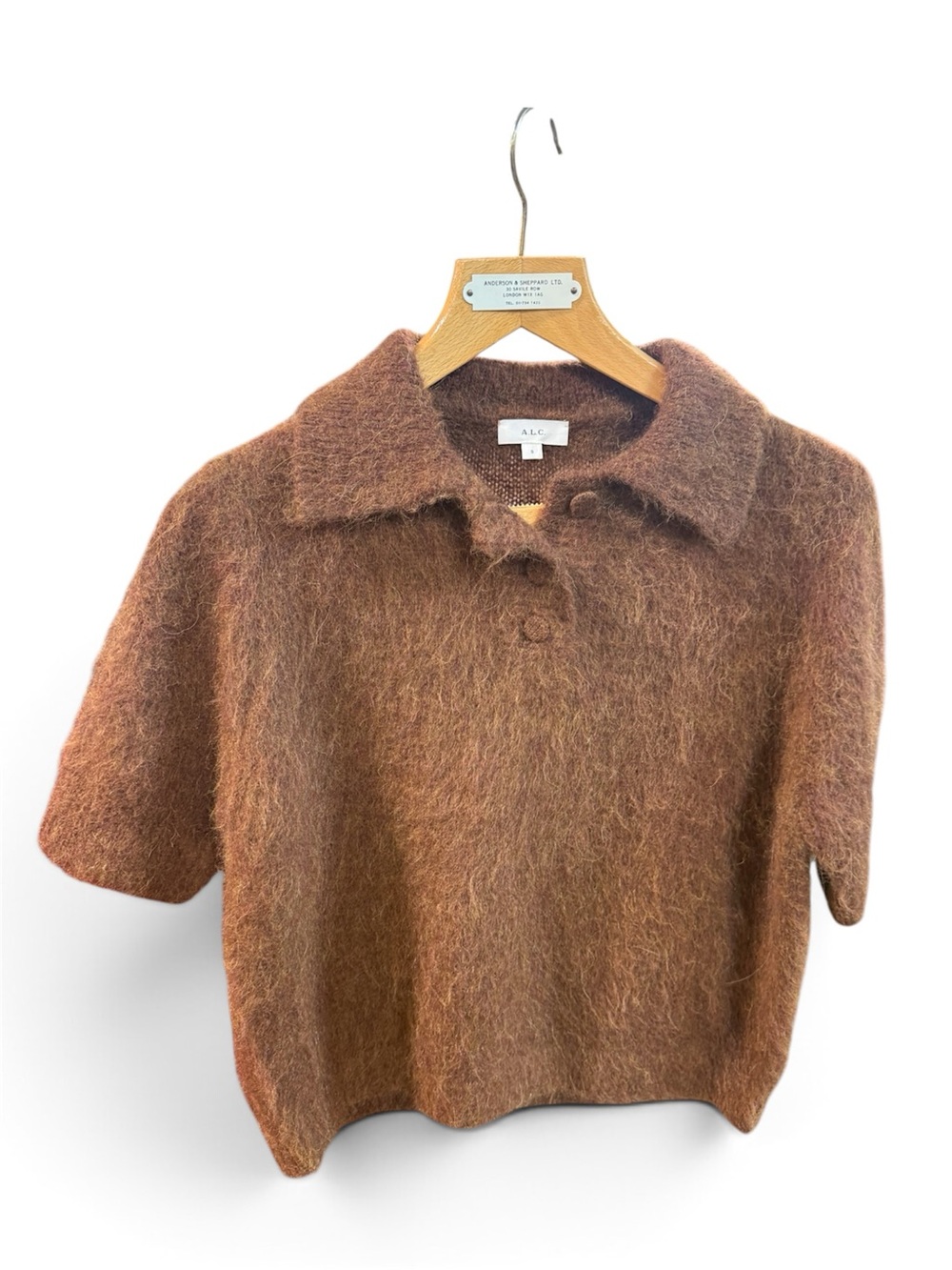 A.L.C. GIO Top  Alpaca-Blend Short Sleeve Polo Sweater